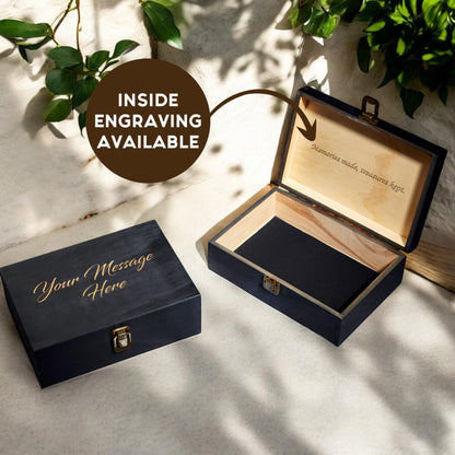 ENGRAVE MY MEMORIES Personalized Wooden Keepsake Box - Custom Memory Box for Photos Jewelry Letters Rustic Memento Storage Box for Wedding, Anniversary, Birthday, Graduation & Retirement Gifts