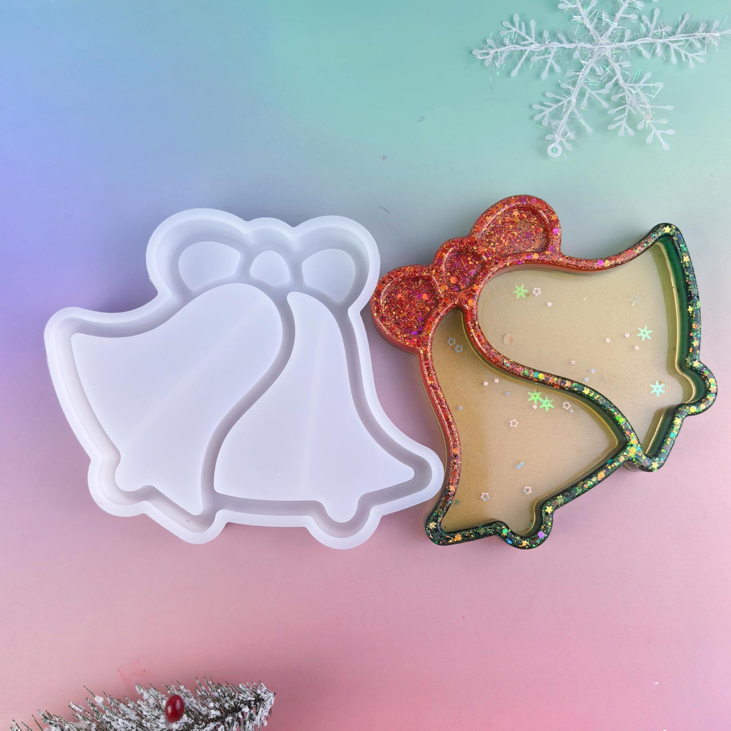 Christmas Bell Tray Resin Silicone molds, Snack Candy Plate, Jewelry Storage Plate Casting Mold, Holiday Furniture Decoration handicrafts Resin molds Silicone Clearance