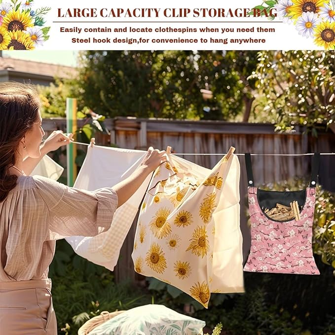 Clothespin Bag for Outdoor Laundry Clothesline and Clothes Pin Holder