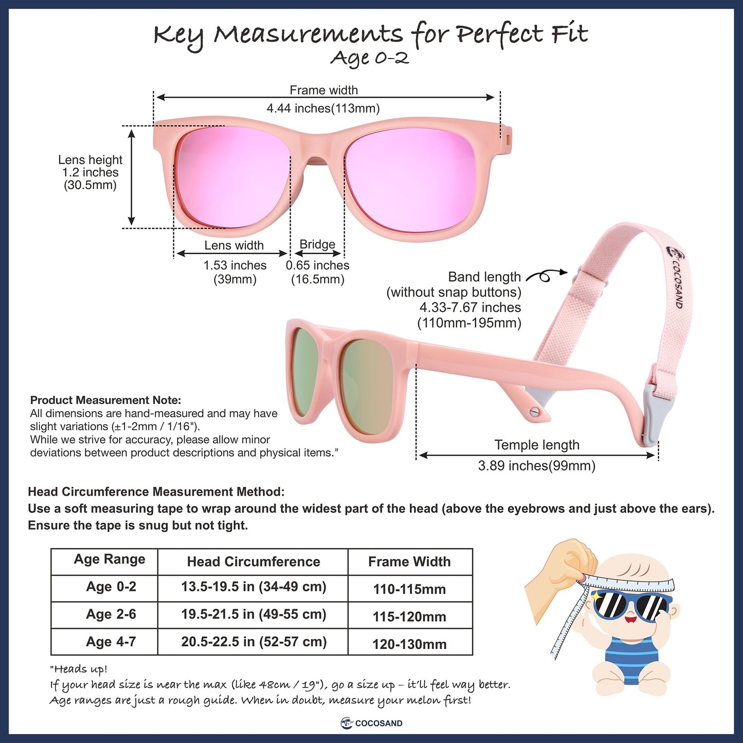 COCOSAND Baby Sunglasses with Strap Polarized Flexible Frame for Toddler Infant Newborn Girls Boys Age 0-24 Months, Bright Pink with Pink Lens