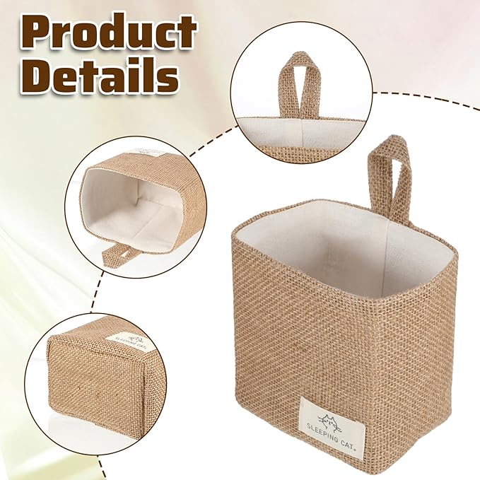 Small Cotton and Linen Hanging Storage Basket Wall Hanging Storage Bags