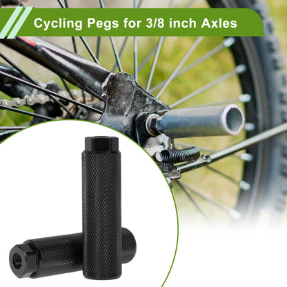 PARSLUCK 4 Pcs Aluminum Alloy Anti-Skid Bike Pegs 100mm Length Bicycle Backseats Stands Cycling Foot Pegs 3/8 Inch Axles Black