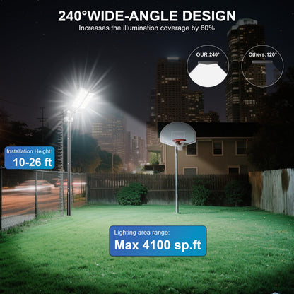 Jadisi 2-Pack Solar Street Light - 9000W Solar Street Lights Outdoor 300000LM, 7000K Commercial Parking Lot Light, Flood Outdoor Lights IP67 Waterproof with Motion Sensor, 3-Year Warranty