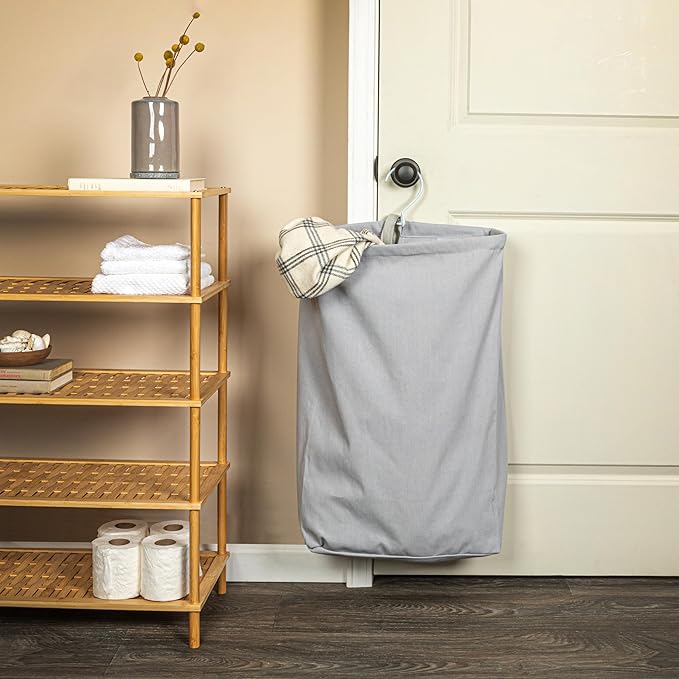 Household Essentials Door Hanging Laundry Bag, Washable Canvas Bag