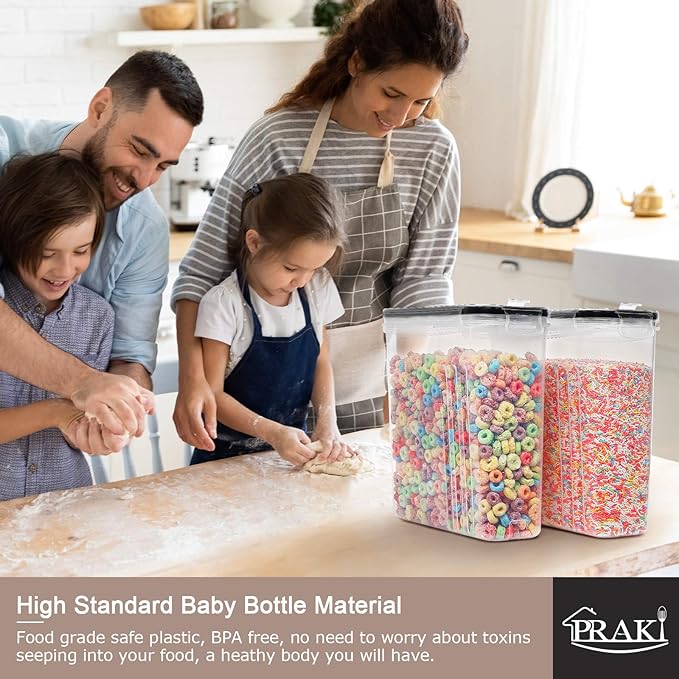 PRAKI 5PCS Cereal Containers Storage Set, BPA Free Airtight Food Storage