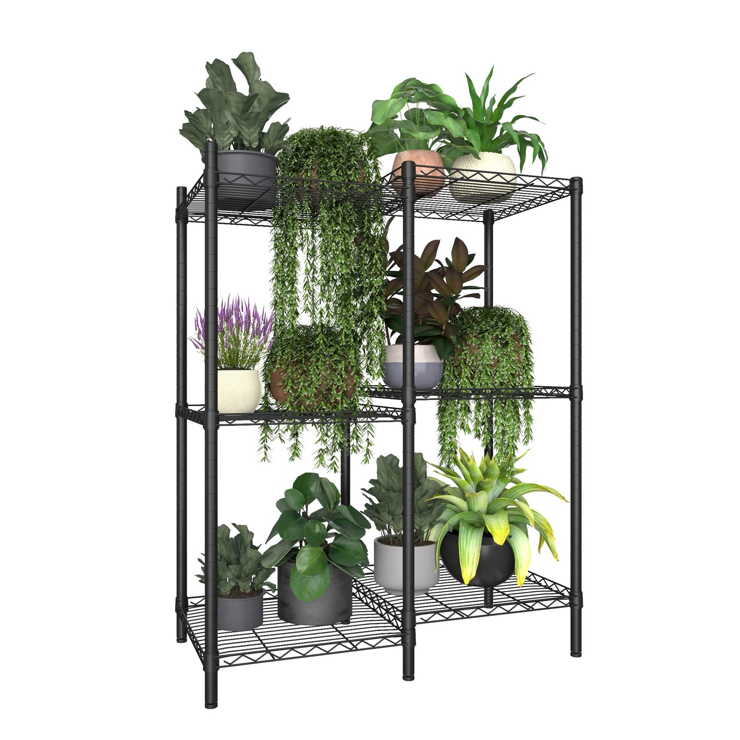 Xiofio 6-Tier Metal Plant Stand for Indoor Outdoor, Multiple Flower Pot Holder, Adjustable for Bedroom, Living Room, Balcony, Garden, Black