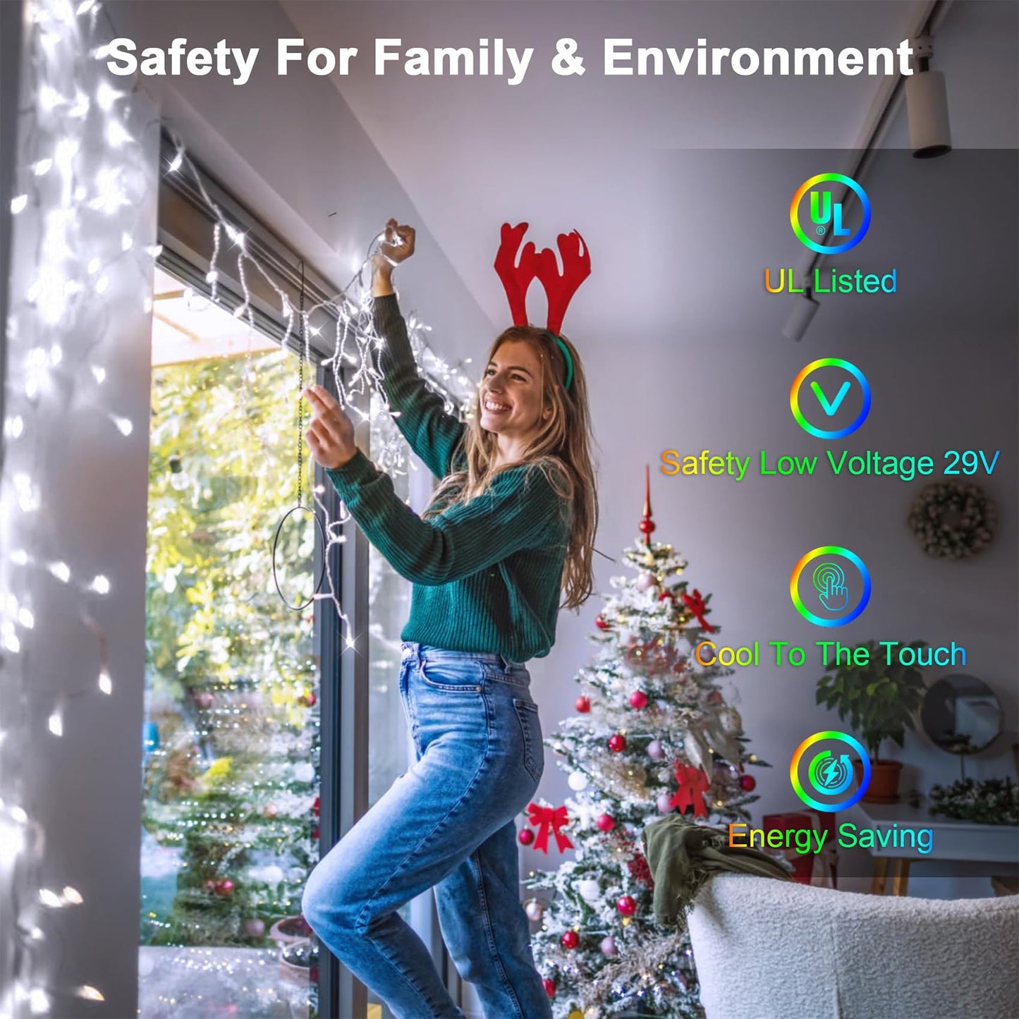 164FT 1620 LED Outdoor Christmas Lights - 360 Ice Drops, 12 Pro Modes with Timer Memory & Brightness, Waterproof Hanging Ice String Light for Holiday Wedding Garden Fence House Decor (Cool White)