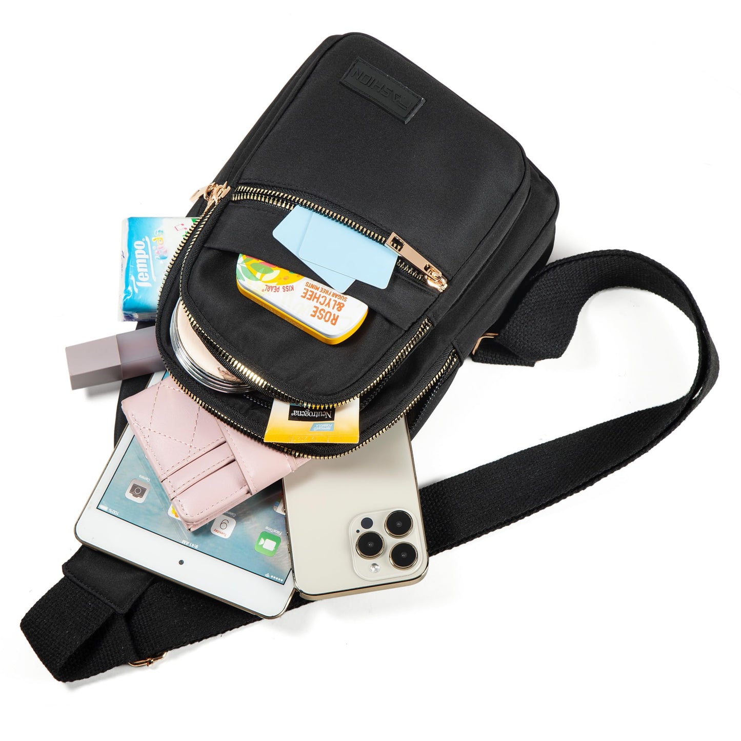 Cross Body Bag Sling Backpack Fanny Pack Small Crossbody Bags for Women Trendy - Black