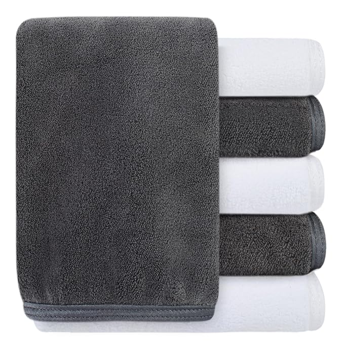 SINLAND Absorbent Coral Velvet Washcloth Ultra Soft Microfiber Face Towels 12 x