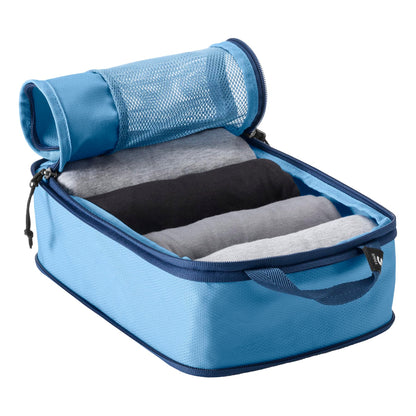 Eagle Creek Pack-It Reveal Carry-On Set - Compression Cube S (2x) & M (1x) & Clean/Dirty Cube M - Angled Zipper Stackable Carry-On Packing Tubes - Travel Essentials - Blue Dawn