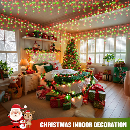 JMEXSUSS 400 LED Red and Green Icicle Lights Outdoor, 38.8ft Christmas Icicle Lights Plug in, Hanging Outdoor Indoor for Christmas House Party Holiday Decorations