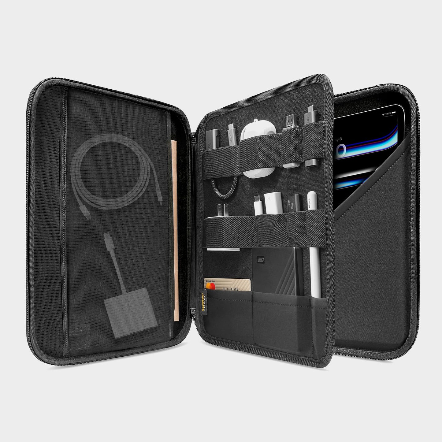 tomtoc Portfolio Tablet Case for 13 Inch iPad Pro M4 & iPad Air M3/M2 2025-2024, 12.9" iPad Pro, Protective Sleeve with Accessories Pocket, Carrying Storage Bag for Apple Pencil/Adapter/Magic Keyboard