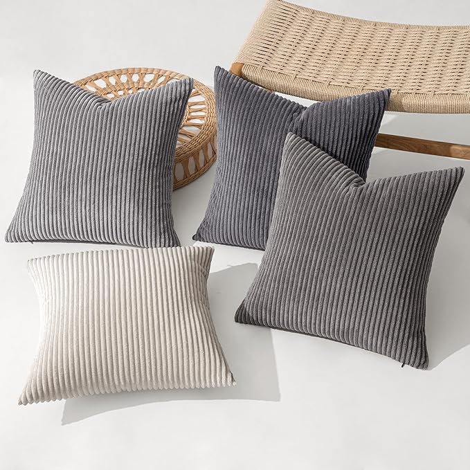 MIULEE Pack of 4 Neutral Grey Gradient Decorative Throw Pillow Covers 20x20