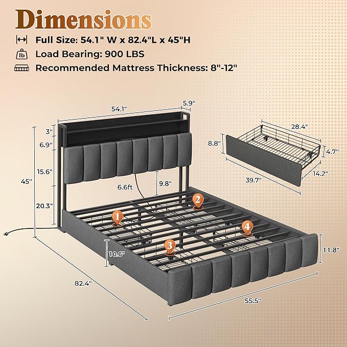 PRAISUN Bed Frame Full Size