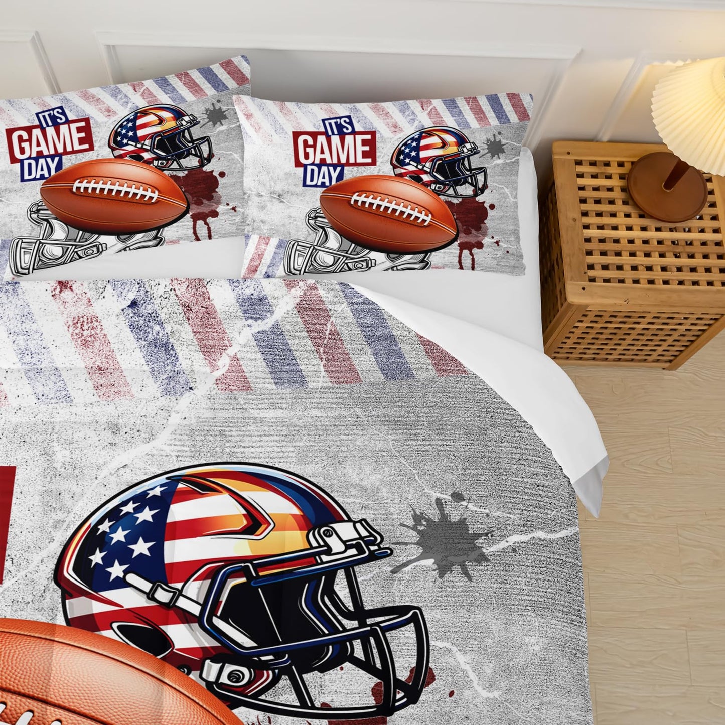 lneffble Full Size Kids Comforter Sets Boys Football，Sport Themed Full Size Bedding，Sport Quilt for Boys