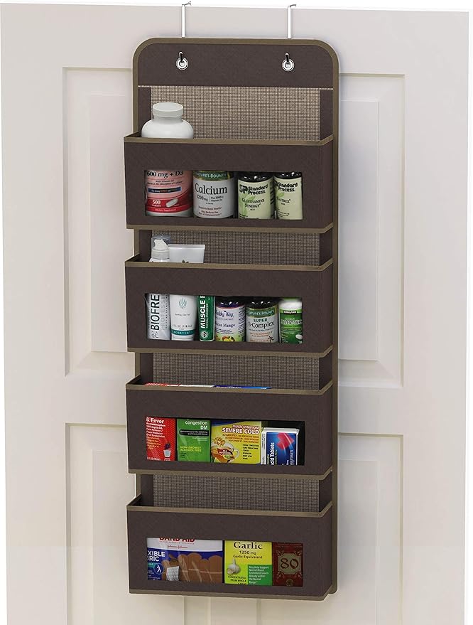 Simple Houseware 4 Clear Window Pocket Over Closet Door Storage Hanging