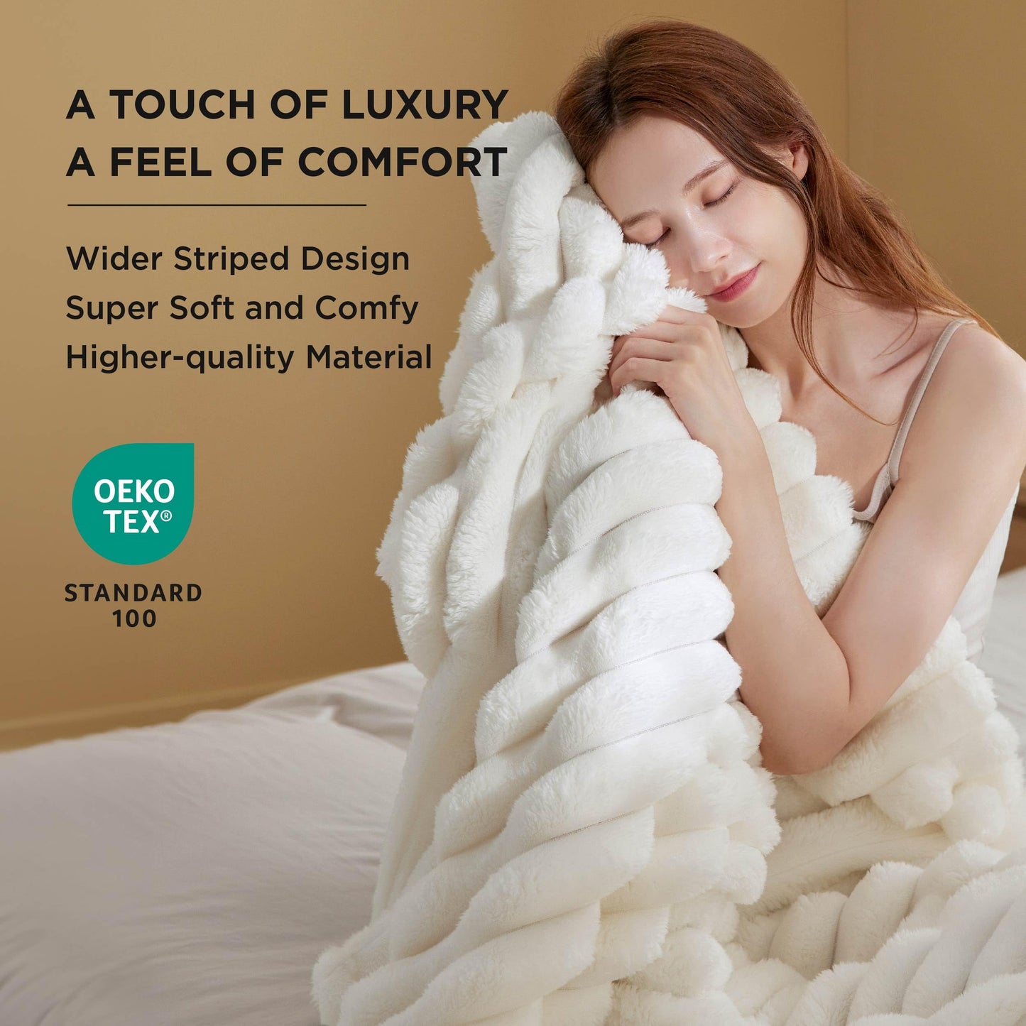 Bedsure Honey Fleece Blanket for Couch&White Throw Blanket for Couch,50x60 Inches