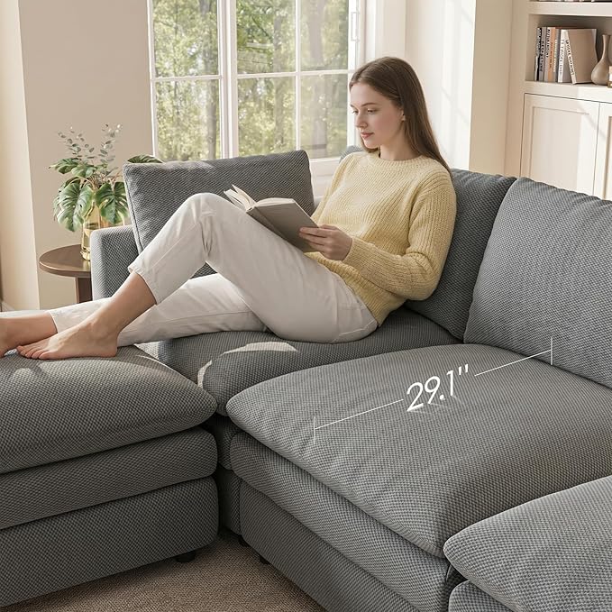 97" Cloud Couches for Living Room, 29.1" Deep Seat Modular Sectional Sofa