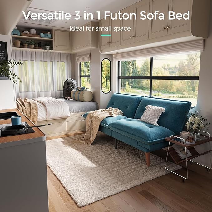 LINSY HOME Futon Sofa Bed, 3 in 1 Convertible Comfy Loveseat Sleeper Sofa Bed