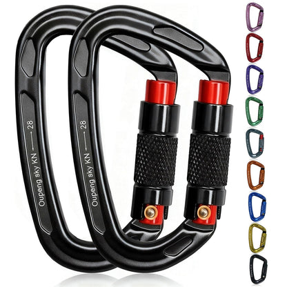 Auto Locking Carabiner Clips - 28KN (6172lbs) Heavy Duty Caribeaners ，2PCS Large Carabiner Clip for Keychains，Hammock，Camping, Gym, Hiking, Outdoor ，Dog Leash