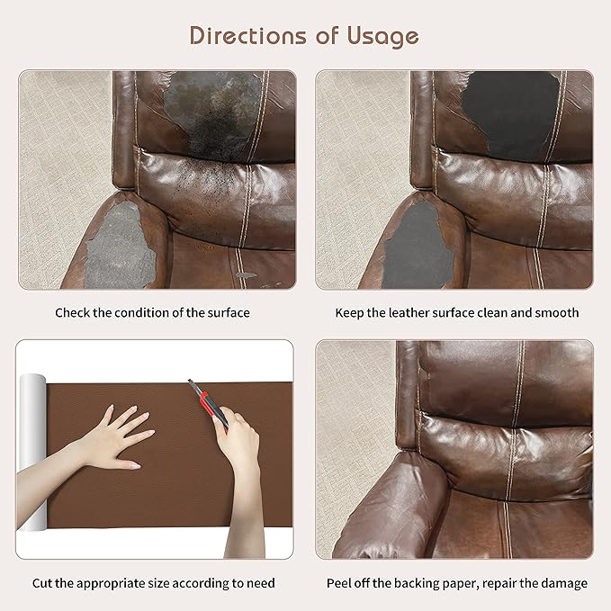 KING MOUNTAIN Leather Repair Patch, 16 x 60 Inches self Adhesive Leather Repair