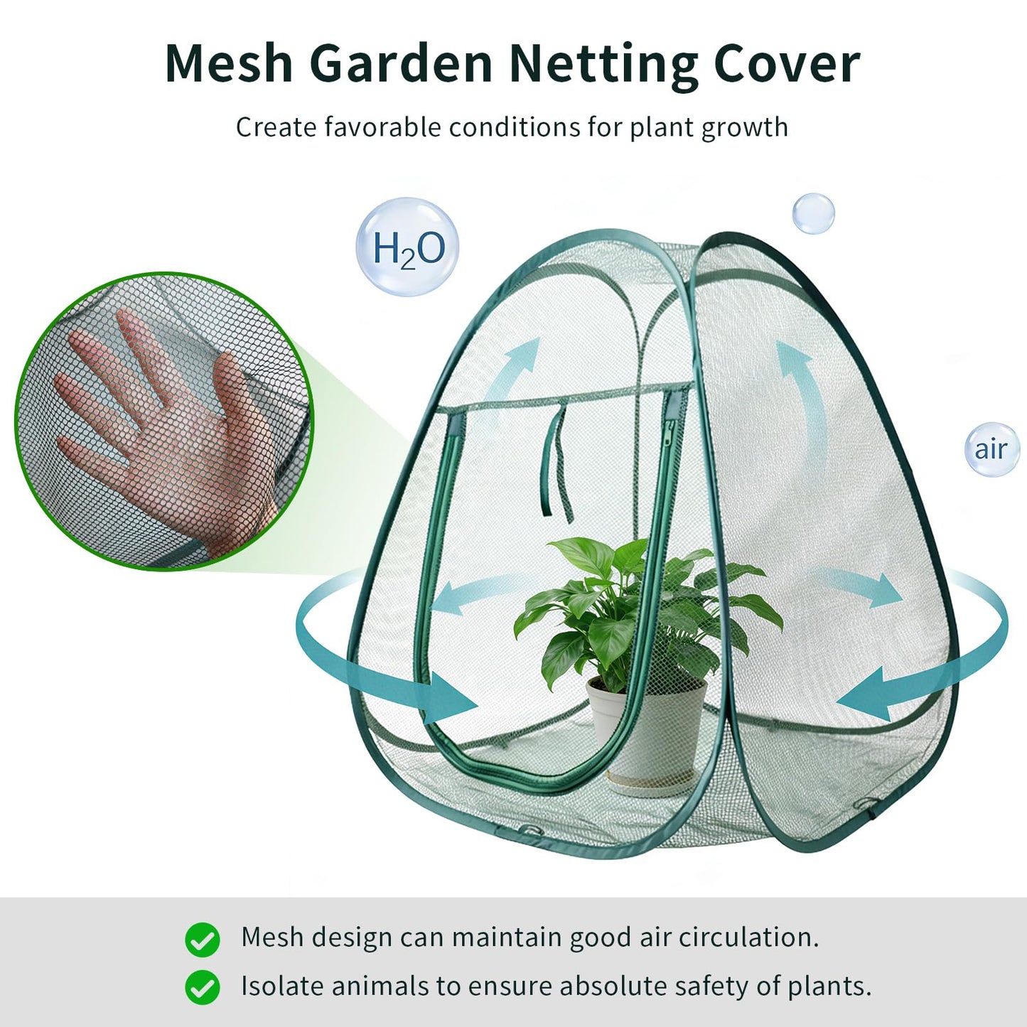 1PC Large Mesh Plant Protector Tent from Animals, 28X28X32Inch Pop Up Garden Netting Cover Green Crop Cage Plant Protection Tent to Protect Outdoor Potted Plants Flowers Fruits from Deer Birds Rabbit