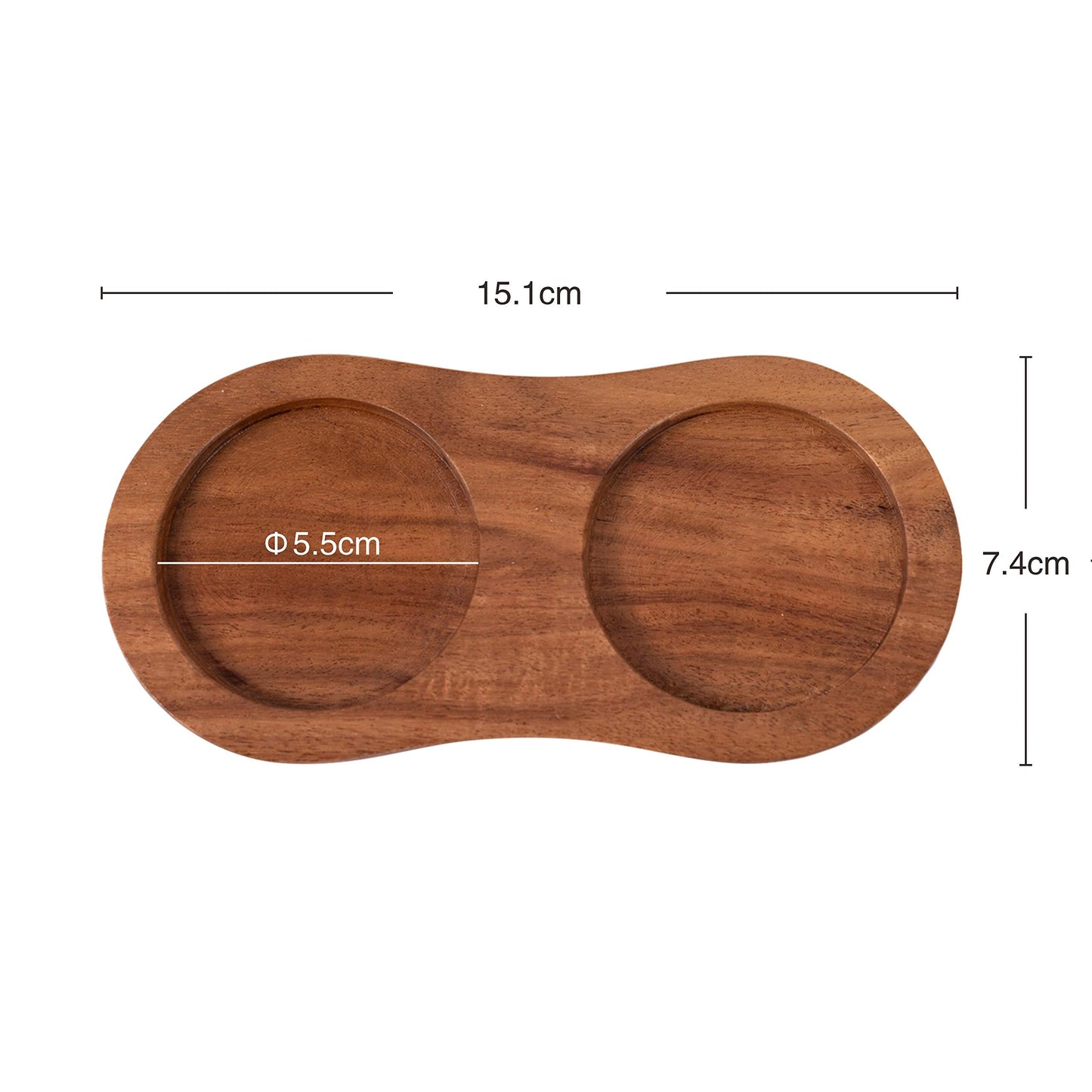 DeroTeno Salt and Pepper Mill Tray, Inner Dia 5.5 cm / 2.17 inch, Acacia Wood, Pepper Grinder Rest, Dining Table Protector (Pepper Mill and Salt Mill are not Included)