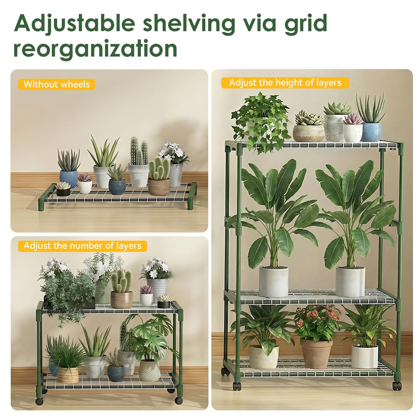 5 Tier Indoor Greenhouse with Grow Lights & Wheels & 2 Ventilation Windows , 36"x19"x70" Portable Green House Cabinet Kit with 5 Shelves Transparent PE Cover