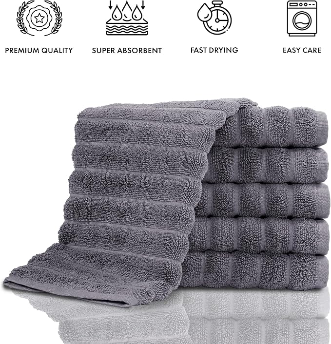 Classic Turkish Towels CTT Luxurious 100% Turkish Cotton Washcloths 6 Pack