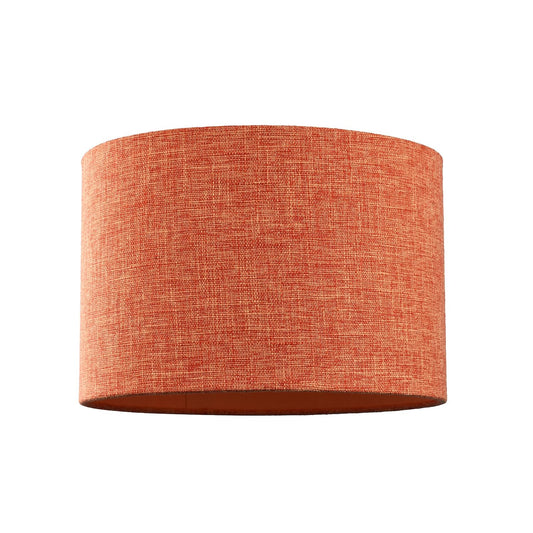 Contemporary and Sleek 12 Inch Rustic Orange Linen Fabric Drum Lamp Shade 60w Maximum | 30cm Diameter | for Table Lamp or Pendant by Happy Homewares