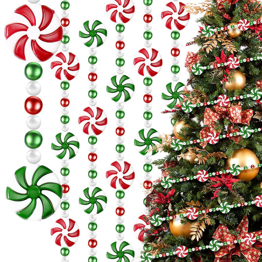 LCPQMZGH 24 feet Peppermint Garland Christmas Tree Bead Garland for Xmas Party Supplies Holiday Favors Ornaments