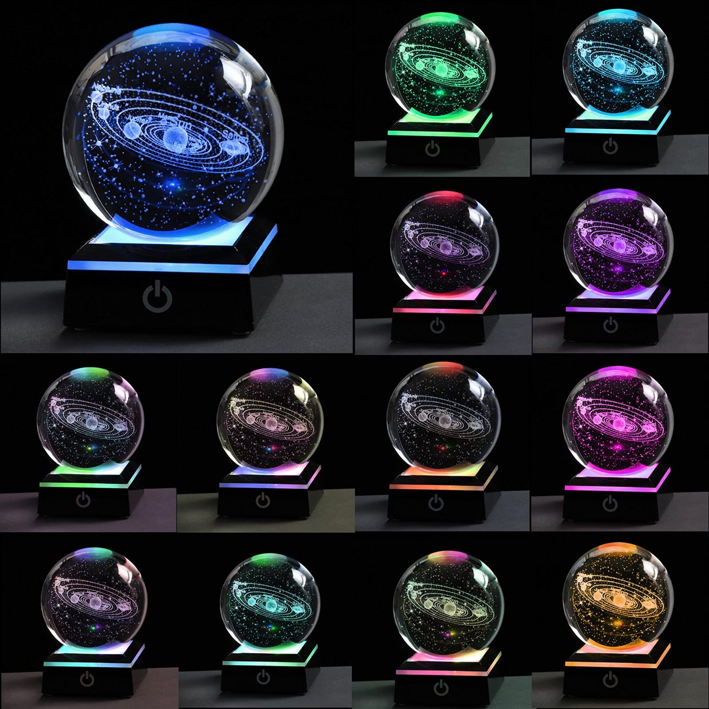 Qianwei 3D Solar System Model Crystal Ball Astronomy Gifts Men Space Decor