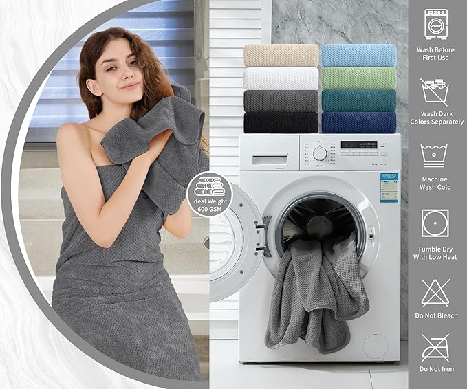 Grey Hand Towels Set 2 Pack-16“x31”, Ultra Soft Microfibers Bathroom Towel Set