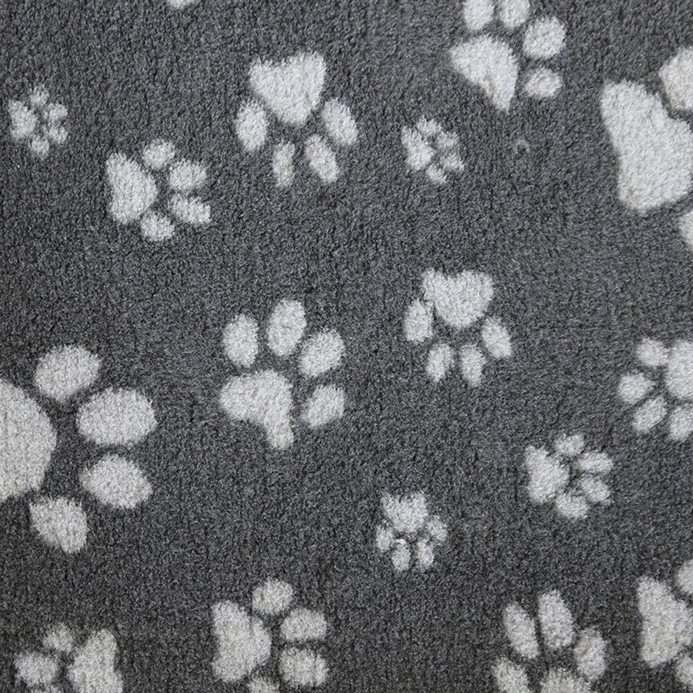 Vet Fleece Bedding | Vet Bed Original Non-Slip | for Puppys and Dogs | Manufactured in our British Mill| 40" x 30" (1.00m x 0.75m) Charcoal with Grey Multi-Paws | Quick Drying | Washable | Dog Bed