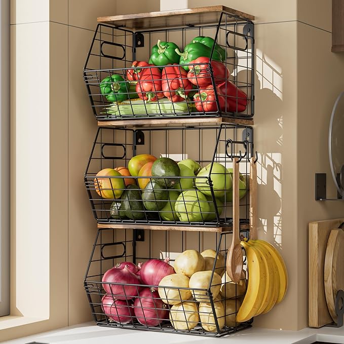 Delamu Stackable Metal Fruit Basket