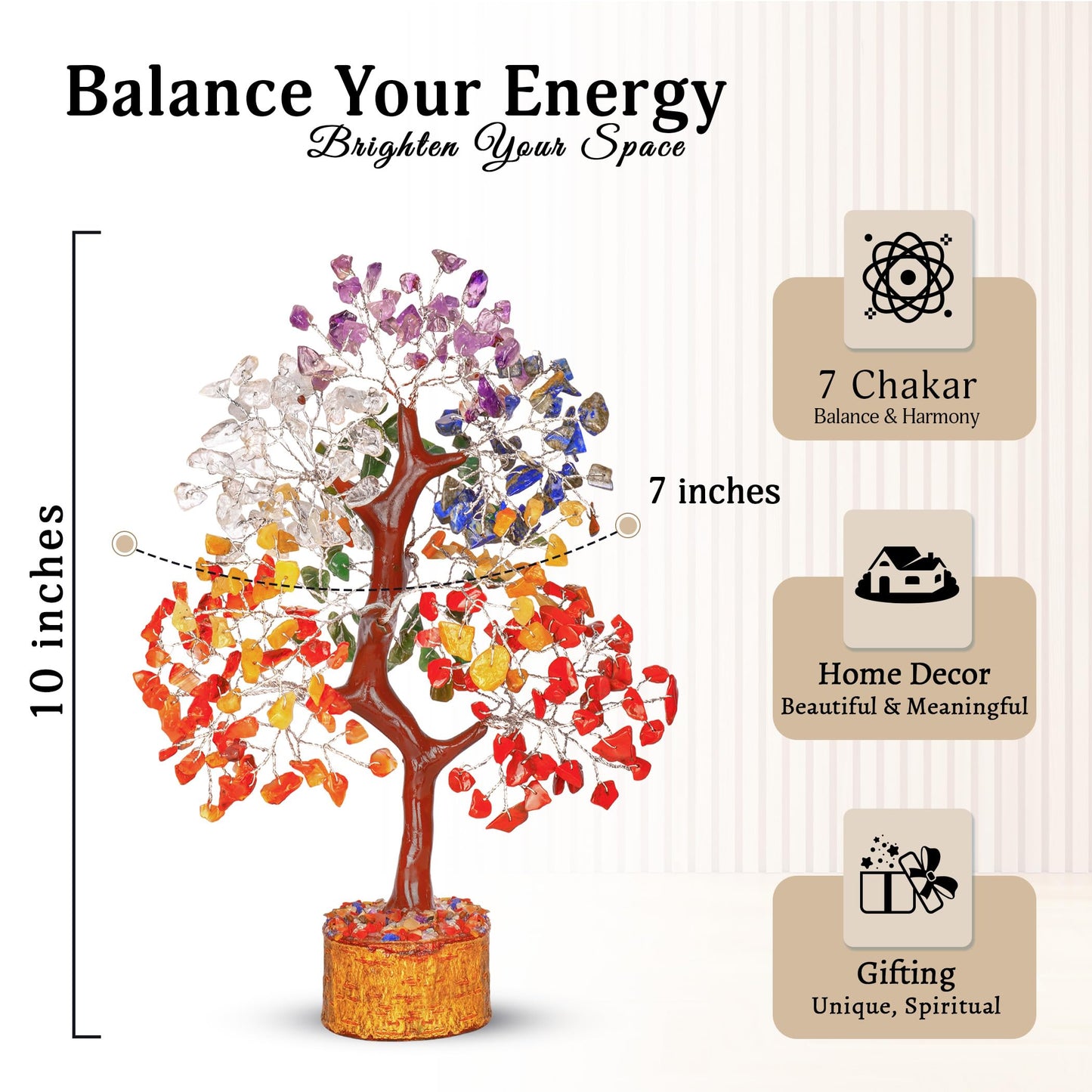 YATSKIA 7 Chakra Crystal Tree of Life, Gemstones and Crystals, Crystals Home Office Decor, Birthday Gifts for Women