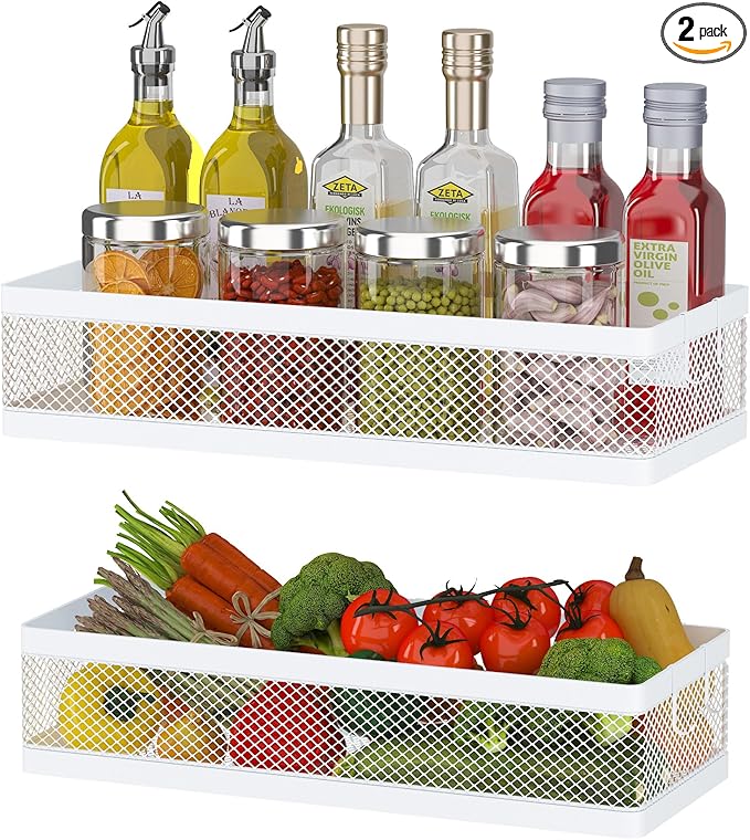 PUSDON Hanging Storage Baskets Organizer Wall Mount, Metal Wire Storage Bin Rack