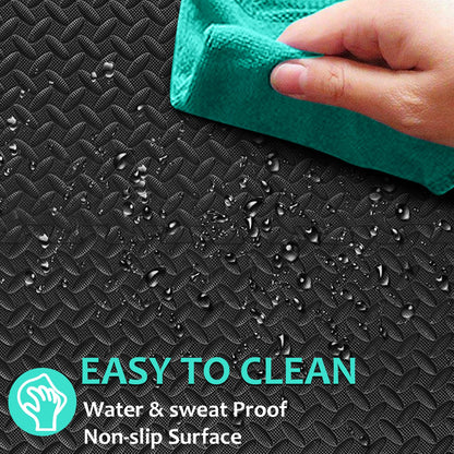 BEAUTYOVO Puzzle Exercise Mat with 48 Tiles Interlocking Foam Gym Mats, 24'' x 24'' EVA Foam Floor Tiles, Protective Flooring Mats Interlocking for Gym Equipment (192 Sq.Ft - All Black)