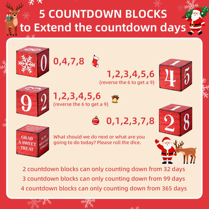 Gleegreets 365 Days Christmas Countdown Wooden Tiered Tray Decor, Activities Decision Dice Decorations Gifts for Home, Winter Table Centerpiece for Party Kitchen Office