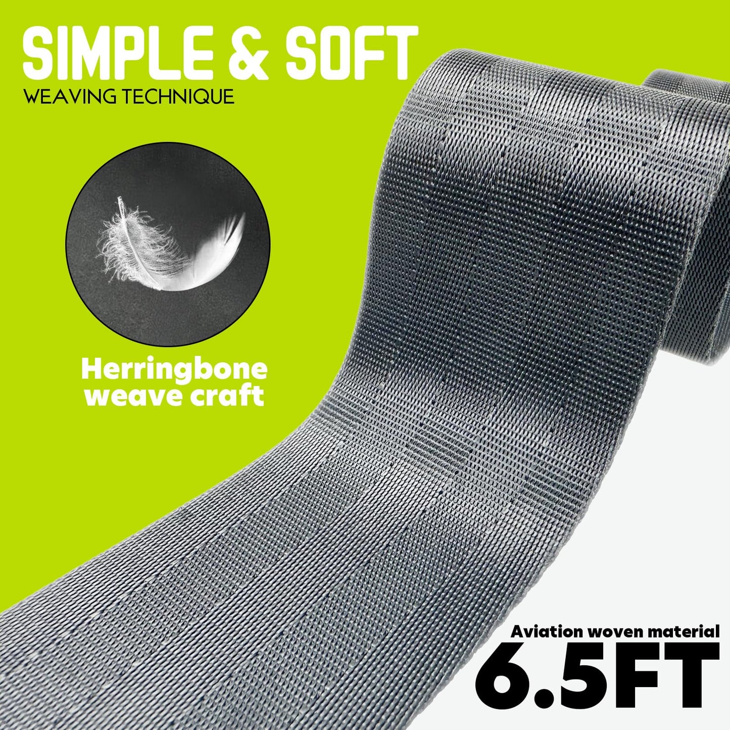ADECTA Nordic Hamstring Curl Strap, 6.5FT Gym Seatbelt and Exercise Straps for Hamstring Stretch Strap & Mobilization Belt,Home Gym Women Men, Lifting Seatbelt Gym, Black (Silver gray)