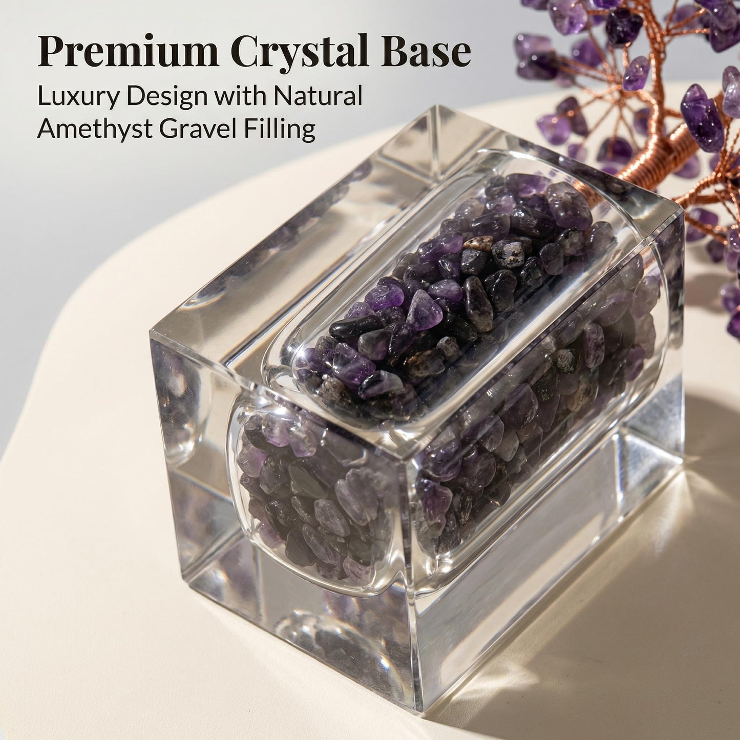 Handmade Natural Amethyst Crystal Money Tree | Healing Crystal Bonsai Tree for Positive Energy, Good Luck, Wealth | Home Office Bedroom Desk Decor, Meditation Spiritual Gift, 24cm (Medium)