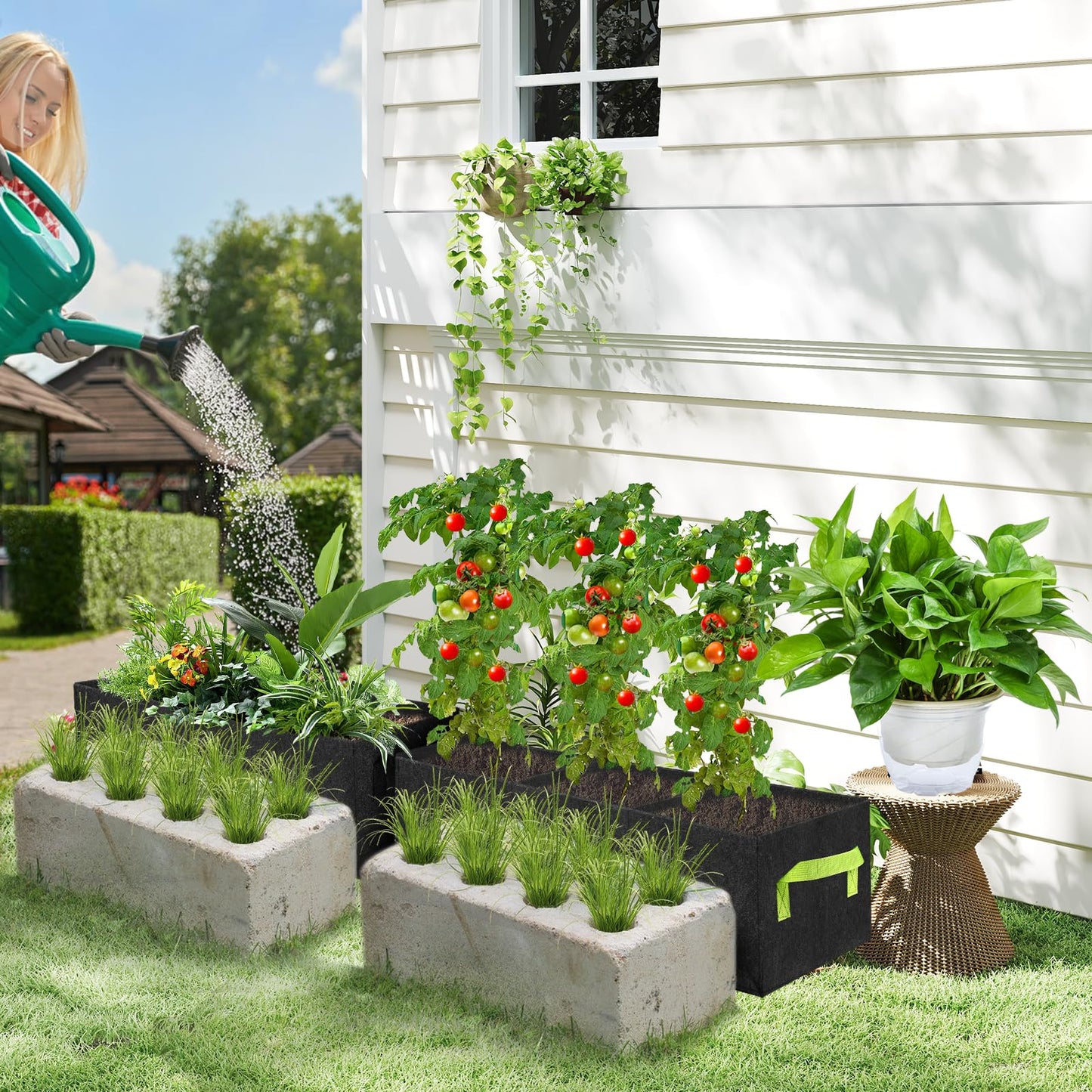 Yzkanning 3 Pack Plant Grow Bags,Breathable Fabric Raised Garden Bed,36L/9.5 Gallon 400GSM Heavy Duty Growing Pots for Vegetable,Flowers,Fruit/Flower Planter Containers with Handles