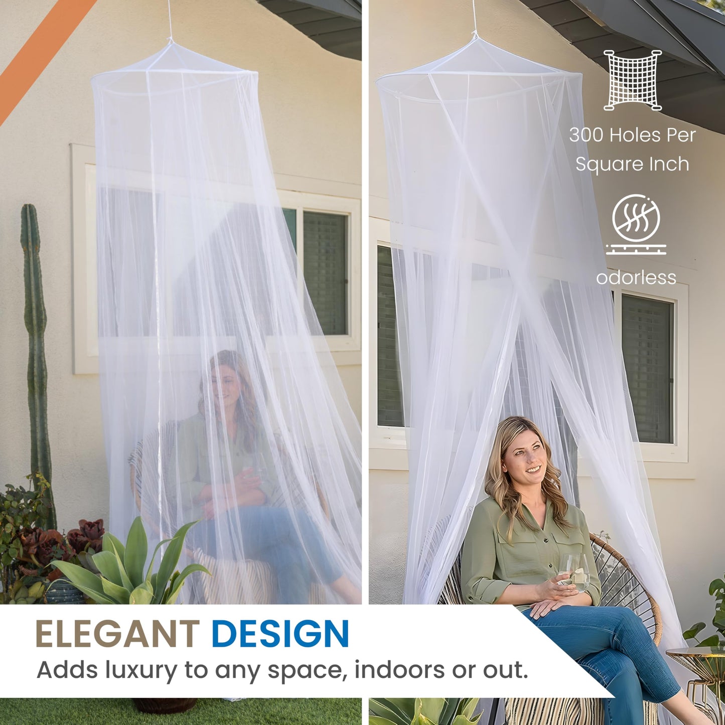 EVEN Naturals Mosquito Net for Bed Tent Adult, Pop-Up Tent, Fly Canopy Mosquito Nets, Bed Tent Double to King, Bed Canopy for Princess Bed, Mosquito Net Travel w/ Travel Bag (1270cm Round x H 221cm)