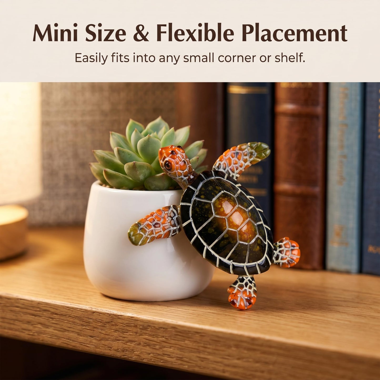 Brizoria Sea Turtle Decor Mini Turtles Vibrant Mosaic Shell Resin Figurines for Ocean Decor Coastal Tabletop Shelf Beach Themed Room Decor and Sea Turtle Gifts, Green