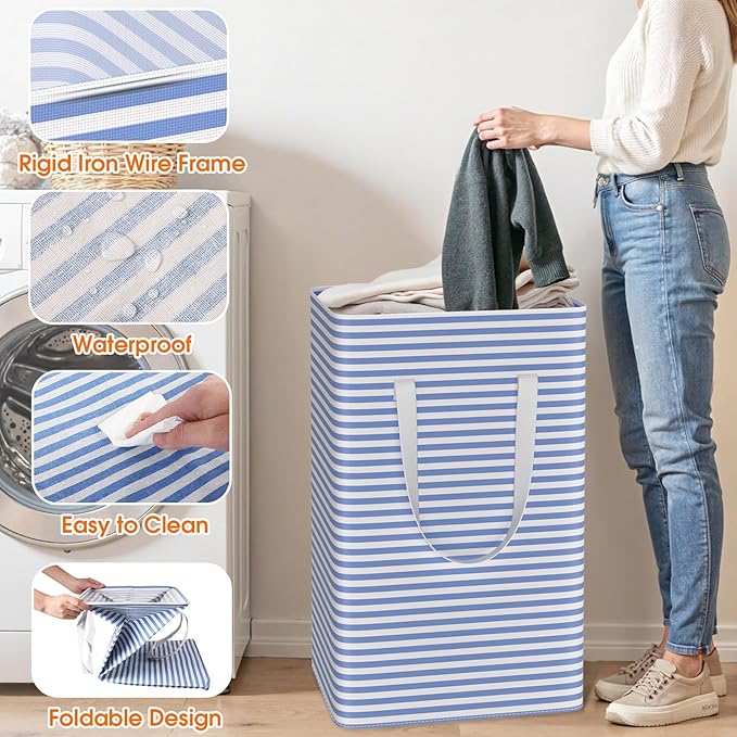 3 Pack Large Laundry Basket, Waterproof & Freestanding Laundry Hamper,