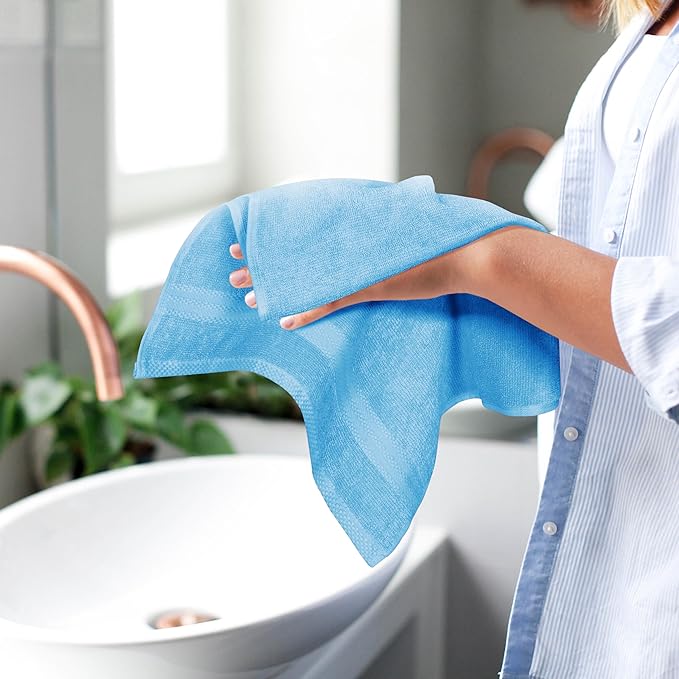 GLAMBURG Ultra Soft 6-Piece Hand Towel Set 16x28-100% Ringspun Cotton
