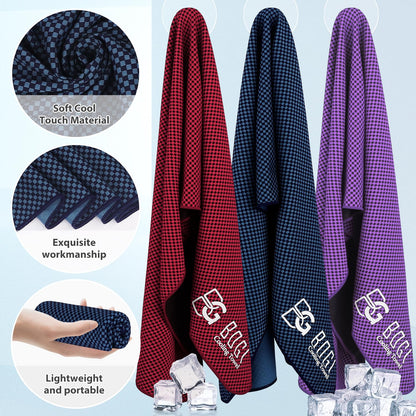 BOGI Cooling Towel 2 Pack, Cooling Towels for Neck and Face, 40"x12" Ice Towel for Instant Cooling Soft Breathable Chilly Towel for Yoga Golf Gym Camping Running Workout & More Activities (NBlue2)