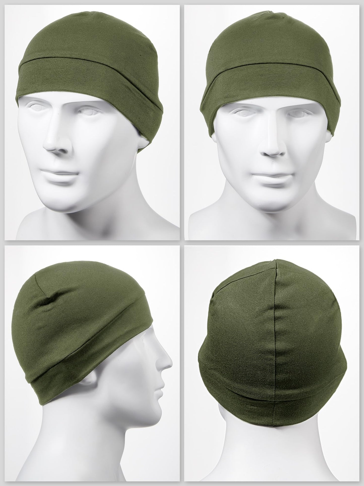 Syhood 4 Pcs Cotton Skull Caps for Men Women Breathable Beanie Thin Sleep Hat Night Running Cap Helmet Liner for Cycling Gym(Army Green, Navy Blue, Black, Dark Blue,Solid Style)