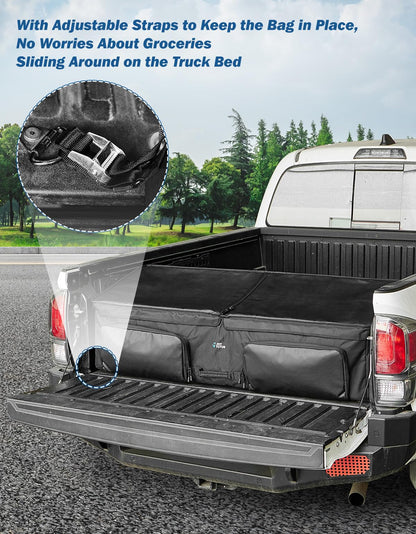 JOYTUTUS Truck Bed Cargo Box Organizer for Pickup, Truck Bed Cargo Bag, Storage Organizer Carrier Accessories for Groceries, Golf, Easily Slide in and Out, Easy Access