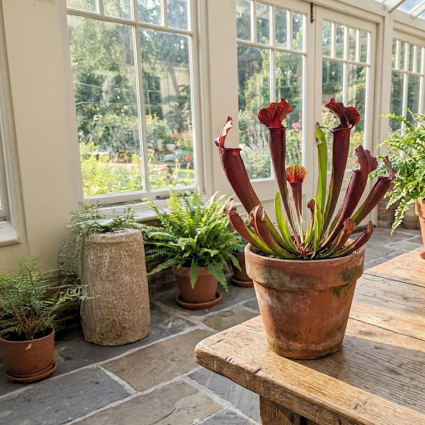 ragnaroc Sarracenia Purpurea SSP. Venosa 2-4" (Purple Pitcher Plant) & Dionaea Muscipula 2-4" (Venus Fly Trap) 2ct – Live Plant for Indoor Outdoor Use, Carnivorous Plants – Live Arrival Guaranteed